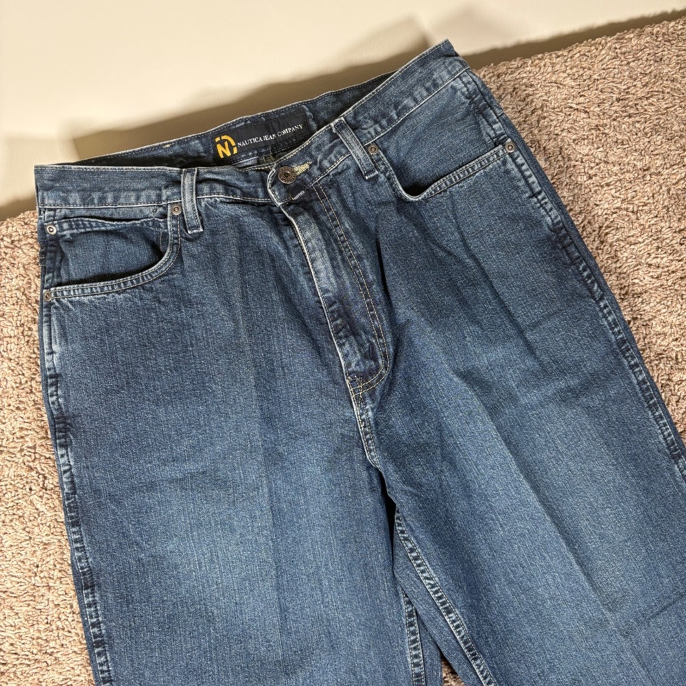 Vintage Nautica Jeans Mens 34x34 Blue Medium‎ Wash Straight Leg Denim Pants Y2K
